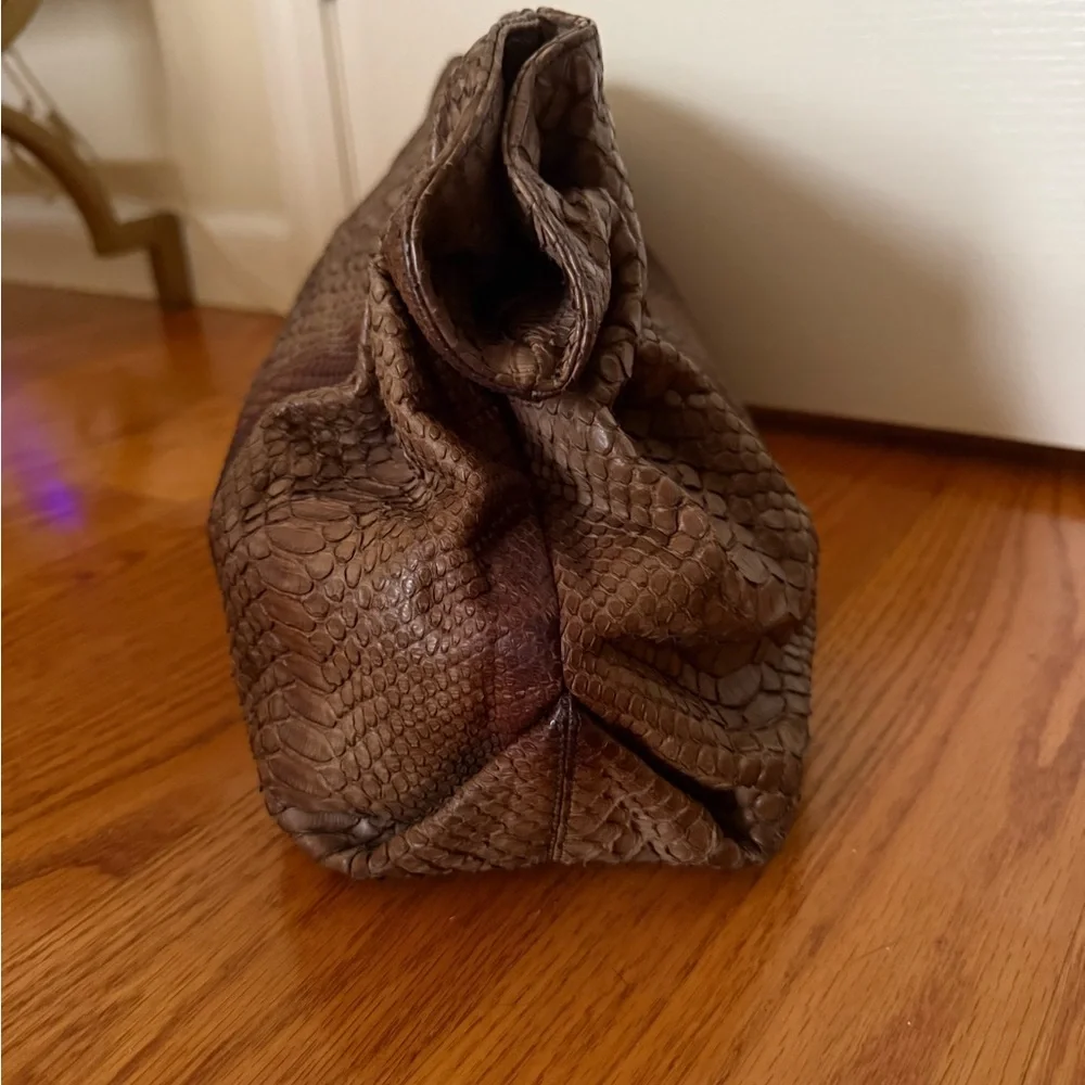Carlos Falchi Brown Large Python Skin Clutch